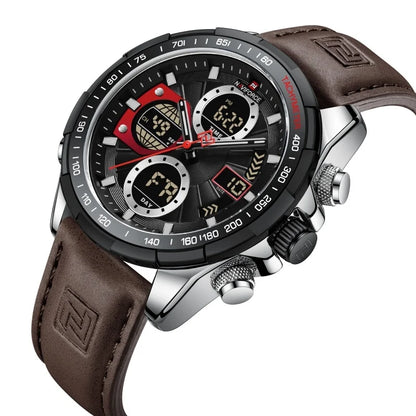 2022 NAVIFORCE Sport Watches for Men Strong Luminous Dual Display Waterproof Quartz Genuine Leather Wristwatch Relogio Masculino