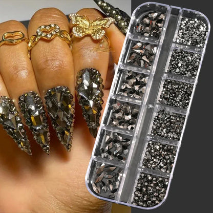 100/50cm Long Luxury Crystal Chain Nail Charms 1.5/2mm Shinying Clear/AB Diamond Nail Art Metal Steel French Manicure Crystal