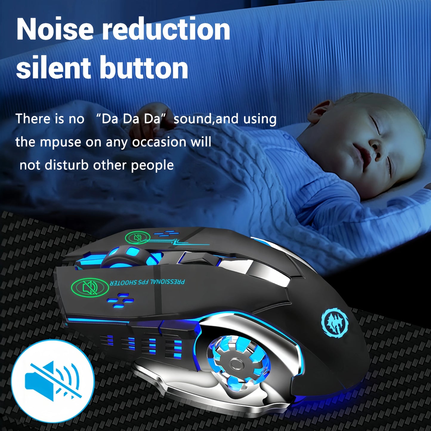 2.4G Wireless Mouse Bluetooth Mouse RGB Backlit Gaming Mouse Rechargeable Mice Silent Mouse 3600 DPI Mouse for Macbook Laptop