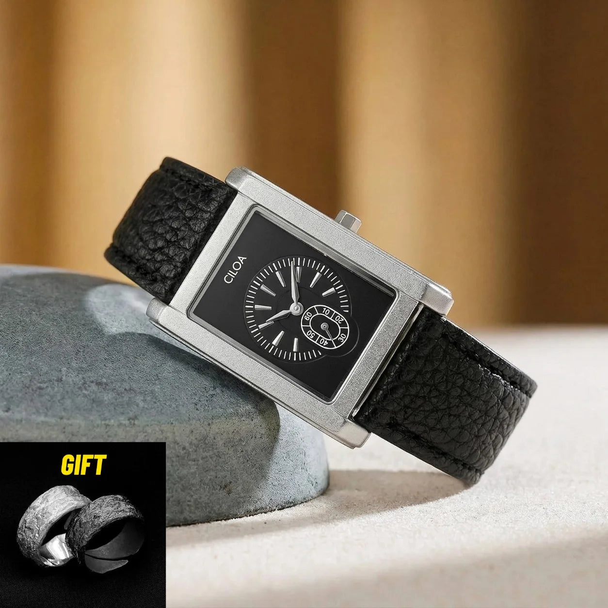 CILOAtank square high quality watch men's brand genuine gift retro business men's 2025 new waterproof light luxury men's watch
