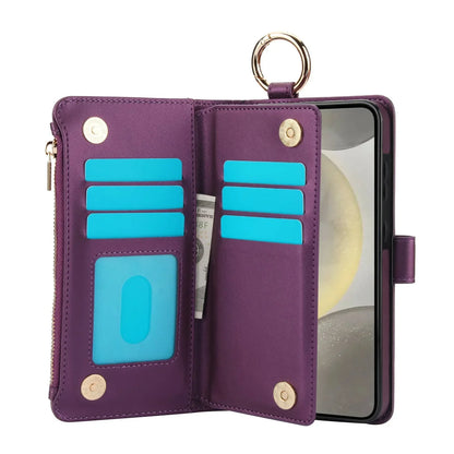 for Samsung Galaxy A55/A15/A54/A14/A73/A53/A13/A72/A52 Wallet case with Zipper Credit Card Holder RFID Blocking,Flip Folio Cover