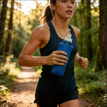 Foldable Silicone Water Bottle with Bite Valve, 150ml/250ml/500ml Lightweight Travel Bottle, No Leakage for Hiking Running Campi