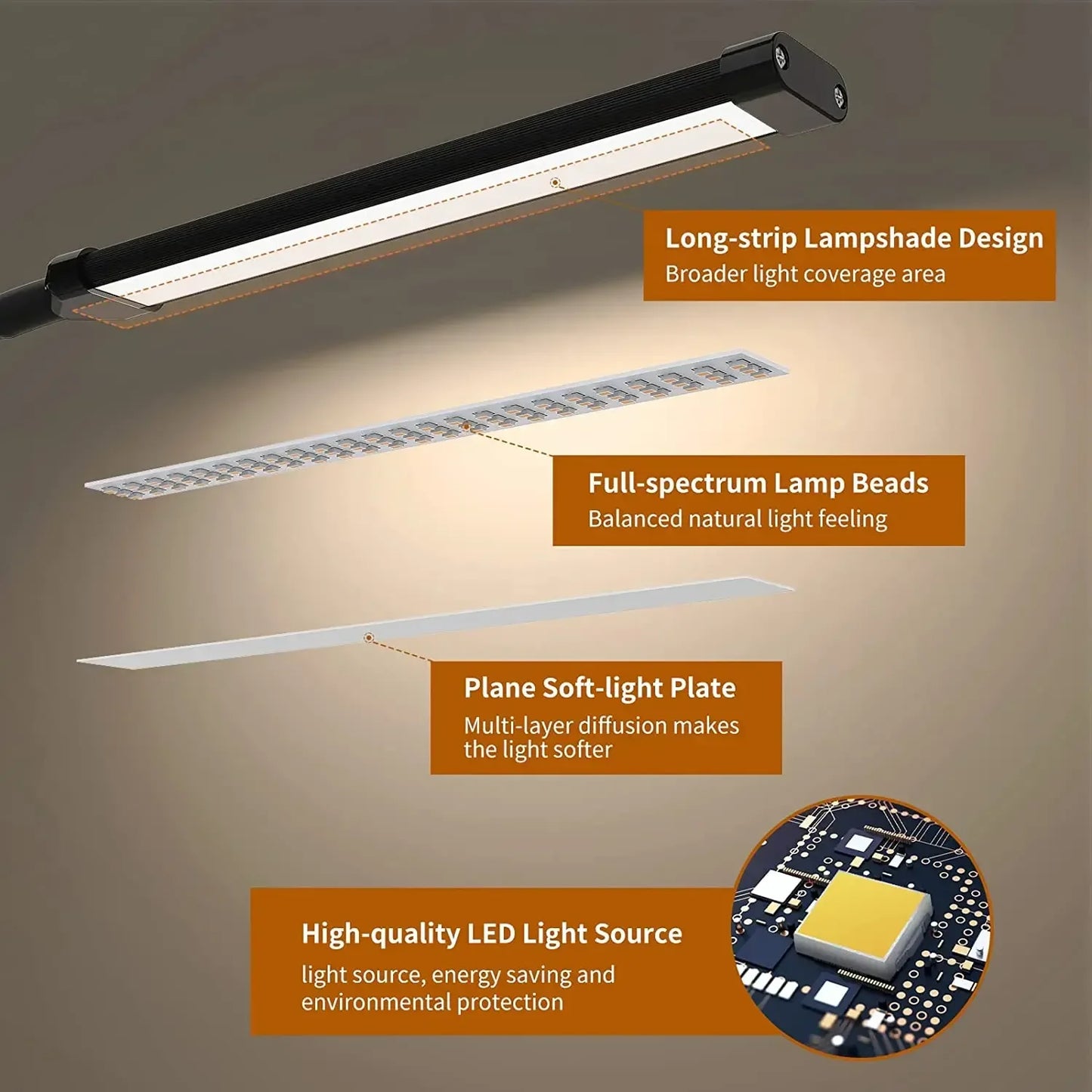 10W LED Desk Lamp with Clamp Dimmable Clip On Reading Light 10 Brightness Level 3 Lighting Modes Flexible Study Table Lamp USB - Urbizia