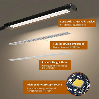 10W LED Desk Lamp with Clamp Dimmable Clip On Reading Light 10 Brightness Level 3 Lighting Modes Flexible Study Table Lamp USB - Urbizia
