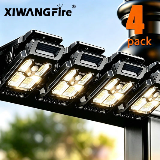 1-4PCs Solar Clamp on Sensor Motion Lights Outdoor Waterproof Work Light 3 Lighting Mode Camping Lamp Fence Wall Garage Led Lamp