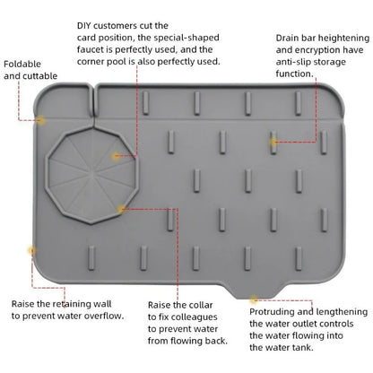 Silicone Faucet Mat Handle Drip Catcher Tray Double Sided Use Water Drain Pad Sink Splash Guard Kitchen Accessories
