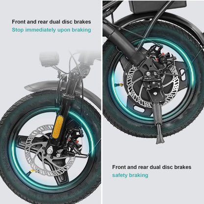 Adult and Adolescent Electric Bicycles, 20MPH, 560W Motor, 48V Detachable Battery, 14 inch Folding Electric Bicycle, Up to 25-32 Miles Long, Commuter Electric Bike
