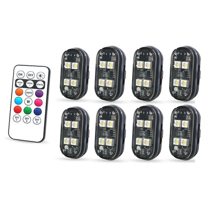 2/4pcs Wireless LED Strobe Lights Car Decor Atmosphere Light, 8 Colors Rechargeable Led Lights Anti-Collision LED Warning Light