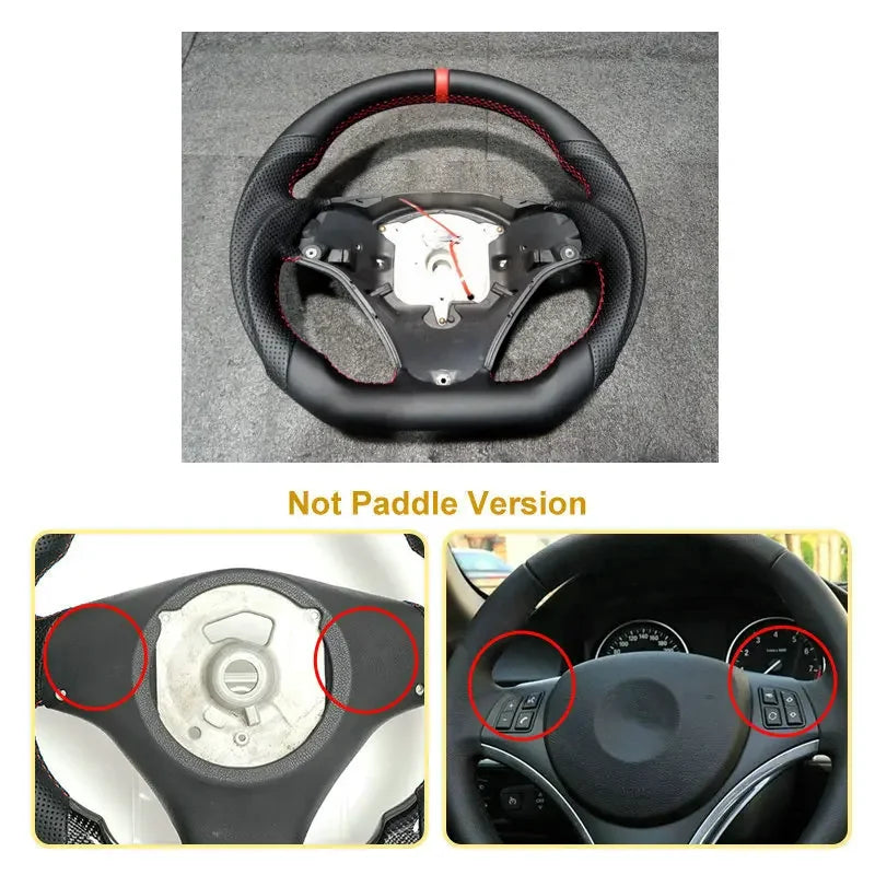 Full Leather Steering Wheel For BMW E90 E91 E92 E93 E89 328i 335i 325i 2005-2012 Steering Wheel Flat Bottom With Paddle Holes