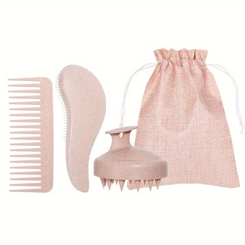 Eco-Friendly Hair Brush & Scalp Massager Set