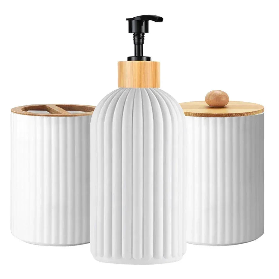 Bathroom Countertop Container Hand Soap Dispenser Cotton Ball Storage Box Toothbrush Holder Home Decoration Organizer - Urbizia