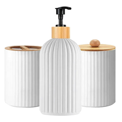 Bathroom Countertop Container Hand Soap Dispenser Cotton Ball Storage Box Toothbrush Holder Home Decoration Organizer - Urbizia