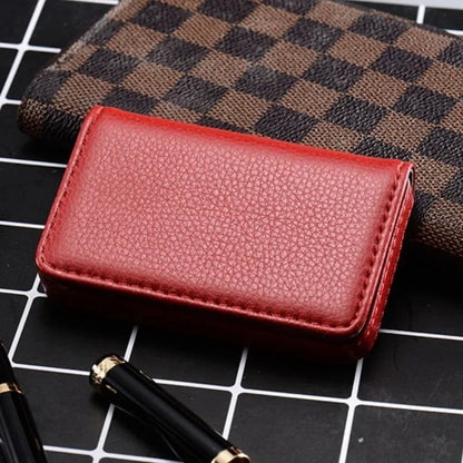 Sized Stitched PU Leather Credit High Quality Card Holder Visiting Business Card Case Wallet with Magnetic Shut for Men & Women