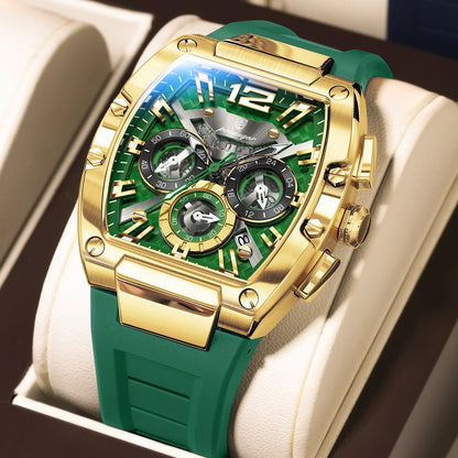POEDAGAR Luxury Man Quartz Watch Sports Military Watch For Men Waterproof Luminous Date Chronograph Silicone Strap Men's Watches