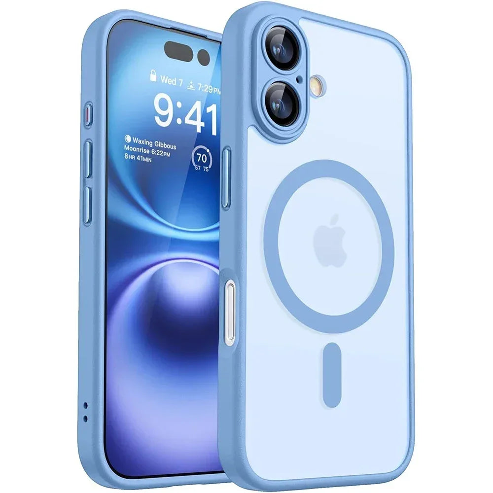 Magnetic Matte Translucent Armor Shockproof Case For iPhone 17 16 15 14 13 12 11 Pro Max Plus Magsafe Wireless Charge Cover2026