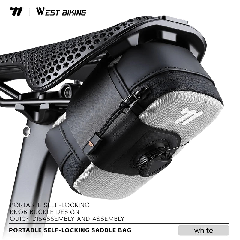 WEST BIKING Bicycle Saddle Bag 0.2L Knob Self Locking Tail Bag Portable Cycling Tool Bag Waterproof Bike Bag Bike Accessories