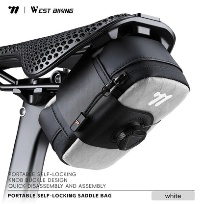WEST BIKING Bicycle Saddle Bag 0.2L Knob Self Locking Tail Bag Portable Cycling Tool Bag Waterproof Bike Bag Bike Accessories