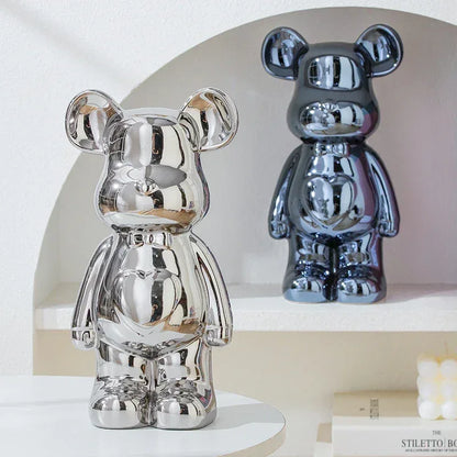 17/27/cm Aesthetic Bear brick Ceramic Staute Teddy Bear decor action figure Sculptures Ornament for room Home Decoration Crafts - Urbizia