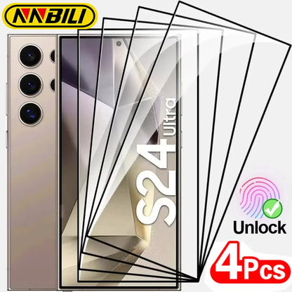 NNBILI 4PCS Full Cover Tempered Glass for Samsung Galaxy S26 S25 Ultra S24 25 Plus S22 S21 S23 Protective Screen Protector Film