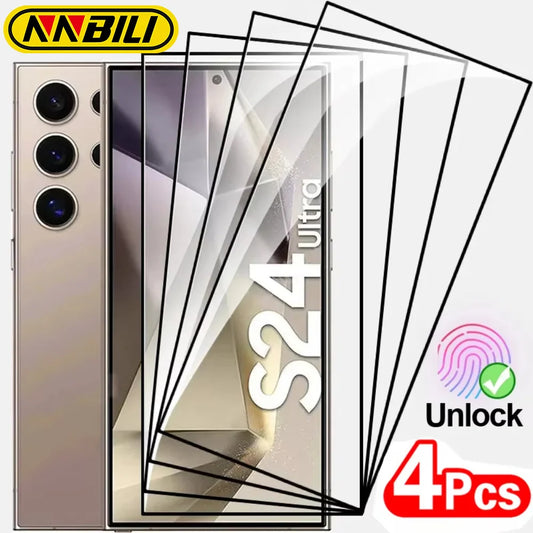 NNBILI 4PCS Full Cover Tempered Glass for Samsung Galaxy S26 S25 Ultra S24 25 Plus S22 S21 S23 Protective Screen Protector Film
