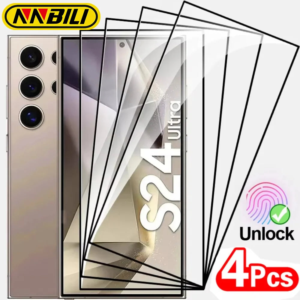 NNBILI 4PCS Full Cover Tempered Glass for Samsung Galaxy S26 S25 Ultra S24 25 Plus S22 S21 S23 Protective Screen Protector Film