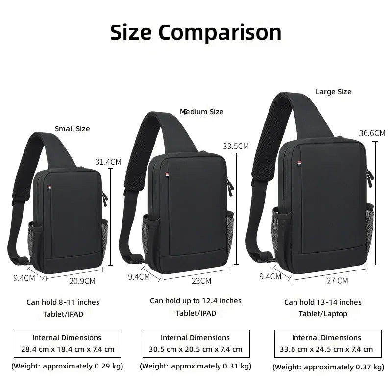 Large Capacity iPad Bag for Men with Crossbody Strap Outdoor Sports Headphone Hole Shoulder Tablet Storage Bag Waterproof