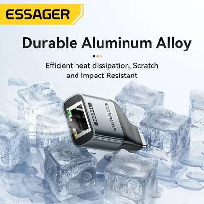 Essager Type-C to Ethernet Adapter 100/1000Mbps Gigabit High-Speed RJ45 To Type-c Adapter For MacBook Laptop Wired Network Card - Urbizia