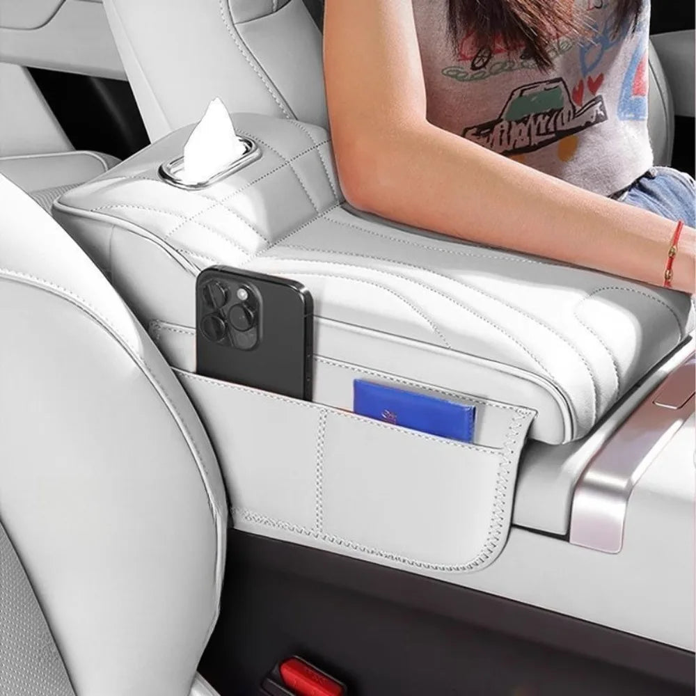 2026 New Universal Memory Foam Car Armrest Booster Pad with Storage Pocket Comfort Cushion for Driver Auto Interior Accessories
