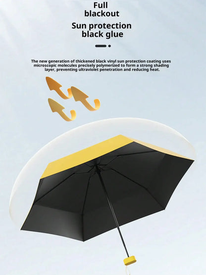 Compact Folding Umbrella, Mini Pocket Waterproof Portable Travel Umbrella, Sunshade Umbrella, Ladies UV Protection Umbrella, 2-In-1 Mini Six-Fold Ultralight Portable Umbrella, Mini Travel Umbrella, Windproof Rainy And Sunny D