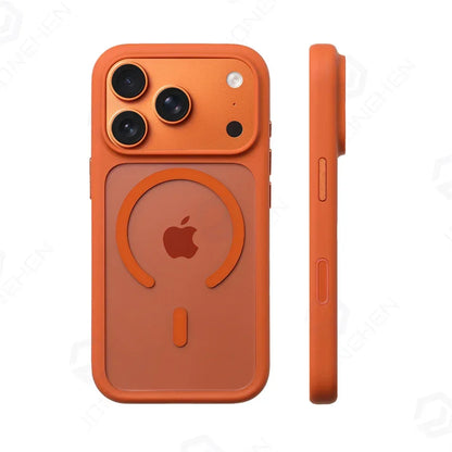 For Magsafe Transparent Camera Control Button Case For iPhone Air 16 17 Pro Max 17pro Orange Magnetic Armor Shockproof Cover