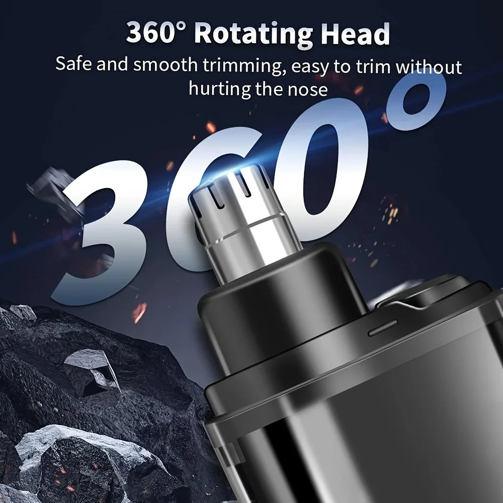 Men's Nose Hair Trimmer USB Rechargeable Electric Nose Ear Hair Clipper LED Display Portable Grooming Tool