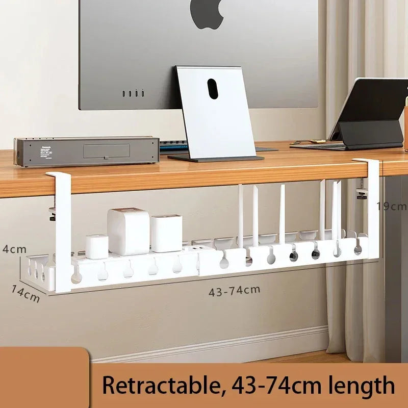 Under Desk Cable Management Tray,Extendable Sturdy Steel Under Desk Cord Hider Raceway,Power Strip Cord Holder Wire Management - Urbizia