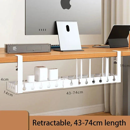 Under Desk Cable Management Tray,Extendable Sturdy Steel Under Desk Cord Hider Raceway,Power Strip Cord Holder Wire Management - Urbizia