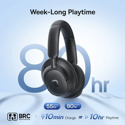 Baseus EH10 NC ANC Wireless Headphones 45dB Adaptive Hybrid Noise Cancelling Headsets Hi-Res LDAC Headphone Bluetooth 6.0 80Hrs