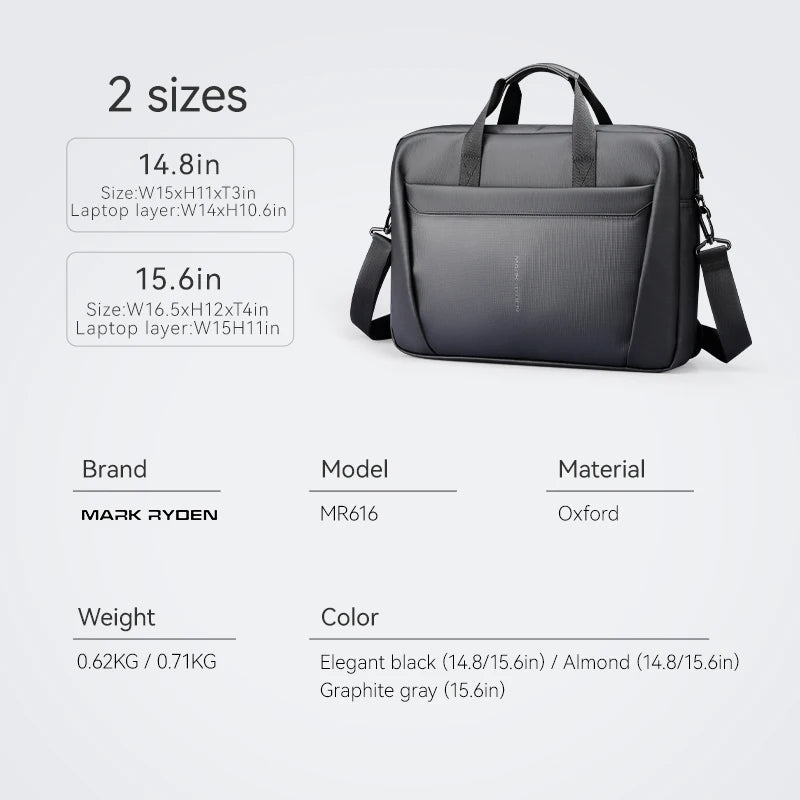 Mark Ryden Laptop Bag, 15.6 Inch Oxford Briefcase, Multi-pocket Business Messenger Bag for Work Travel