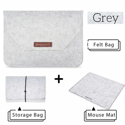 Premium Wool Felt Laptop Sleeve Bag with Mousepad