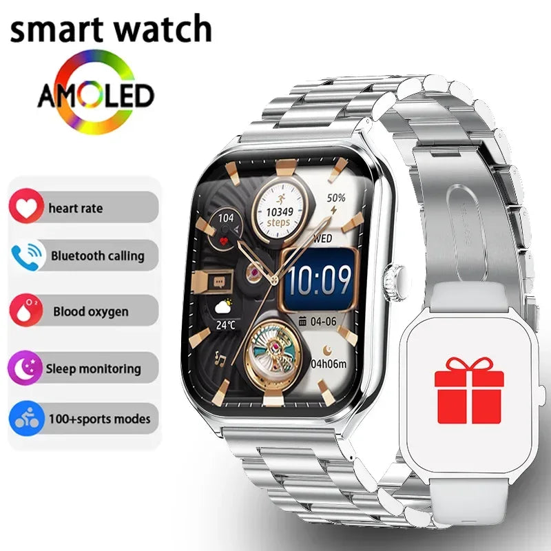 New Ultra Thin Smart Watch men 1.96" AMOLED HD Pixel Display Always Show Time BT Call Reminder Smartwatch Ladies For Android iOS - Urbizia
