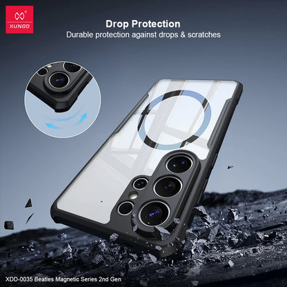 Xundd For Samsung Galaxy S25 S26 Ultra S26 Plus Magnetic Ring Case Camera Protect Airbag Shockproof Shell with 360° Spin Holder