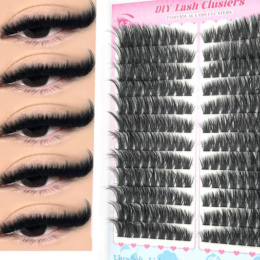 False Eyelashes Natural Wispy Individual Cluster Lashes Easy to Apply Soft & Lightweight Reusable for Daily Makeup