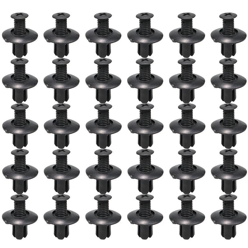 8mm Black Plastic Rivets for Car Bumper and Fender – 10 to 50 Pcs