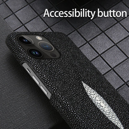 Genuine Leather Case for iPhone 17 Air 16 15 14 13 12 18 Pro Max Original Stingray Leather Back Cover Carcasa for iPhone 11 Pro