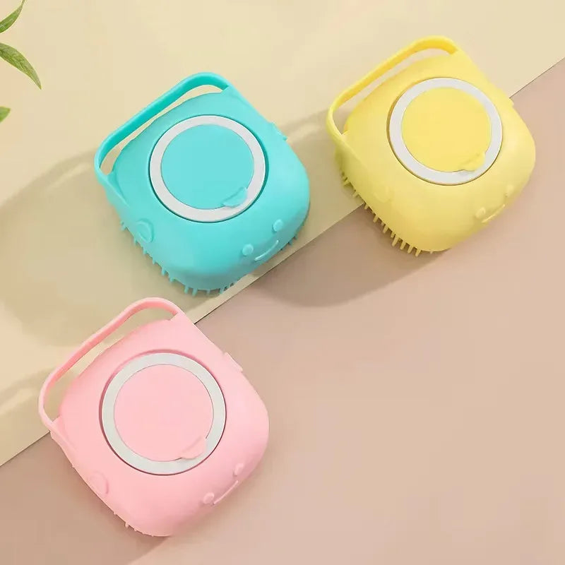 Pet Dog Shampoo Brush 2.7oz 80ml Cat Massage Comb Grooming Scrubber for Bathing Short Hair Soft Silicone Rubber - Urbizia
