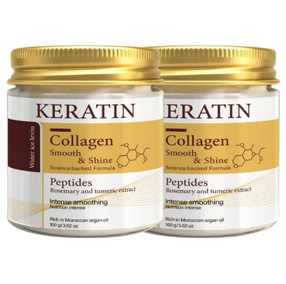 Keratin Collagen Hair Mask with Peptides & Rosemary - Intense Smoothing & Shine for All Hair Types - Deep Conditioning Treatment