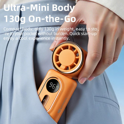 Mini Fan Portable Handheld Small Fan 5 Speeds Cooling Turbo 3000mAh 180° Adjustable Clip LED Display Type-C Rechargeable Fans
