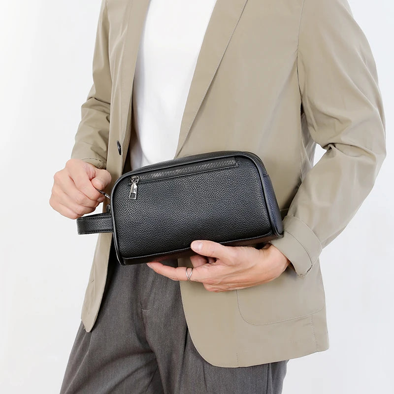 Fashion Casual Men's Bag Handbag High Quality PU Leather Clutch Bags Money Purse For Men Wasit Strap Man Pouch Card Holder Bolsa