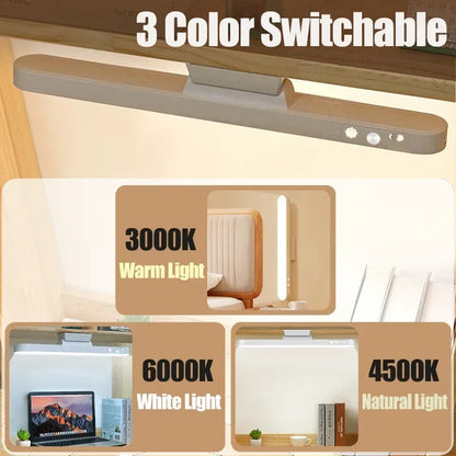 LED Table Lamp Magnetic Hanging USB Rechargeable Desk Lamp 3 Color Reading Light Dimmable Cabinet Closet Wardrobe Night Light - Urbizia