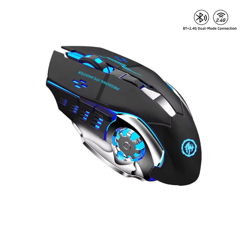 Rechargeable Wireless Gaming Mouse Silent Backlight E-Sports Bluetooth and 2.4G USB Mouse for Laptop Macbook PC Game Office