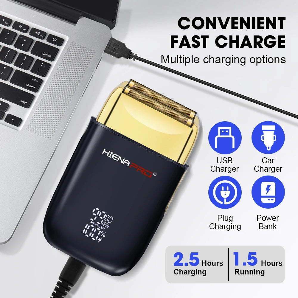 HIENA Shaving Machine Men Electric Shaver Hair Clipper Rechargeable Metal Housing Pro Electric Shaver for Men Electric Home