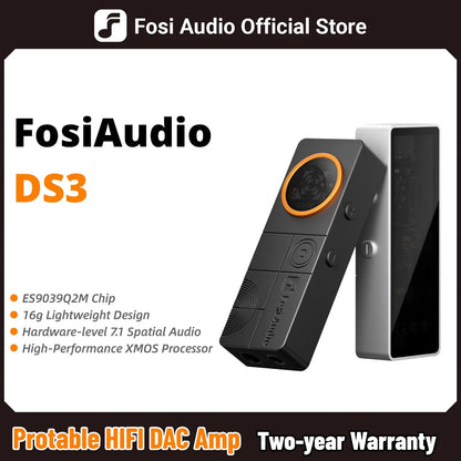 Fosi Audio DS3 DAC Amp Portable HIFI Headphone Amplifier XMOS XU316 DSD512 Dongle DAC 4.4mm Balanced/3.5mm Jack