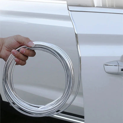 2/5/10M Chrome Car Door Edge Protection Strip Auto Door Anti Collision Strip Door Moldings Trim Adhesive Scratch Protector